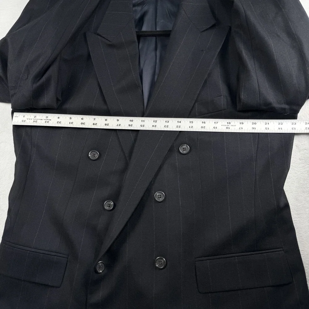 Polo University Club Ralph Lauren Double Breasted Chalk Stripe Blazer 46L Navy